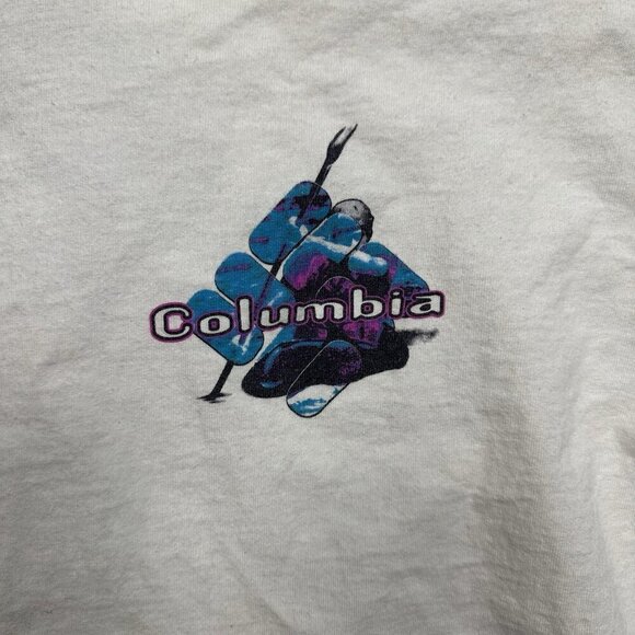 Vintage Columbia Sportswear Tee Shirt 90s Made in USA White L Outdoor Gear - Picture 3 of 7